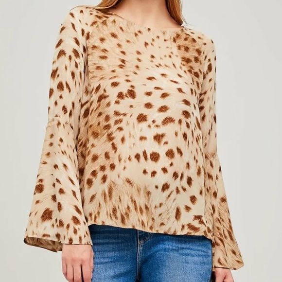 L’Agence Dylan Cheetah Printed Silk Blouse - Picture 2 of 6